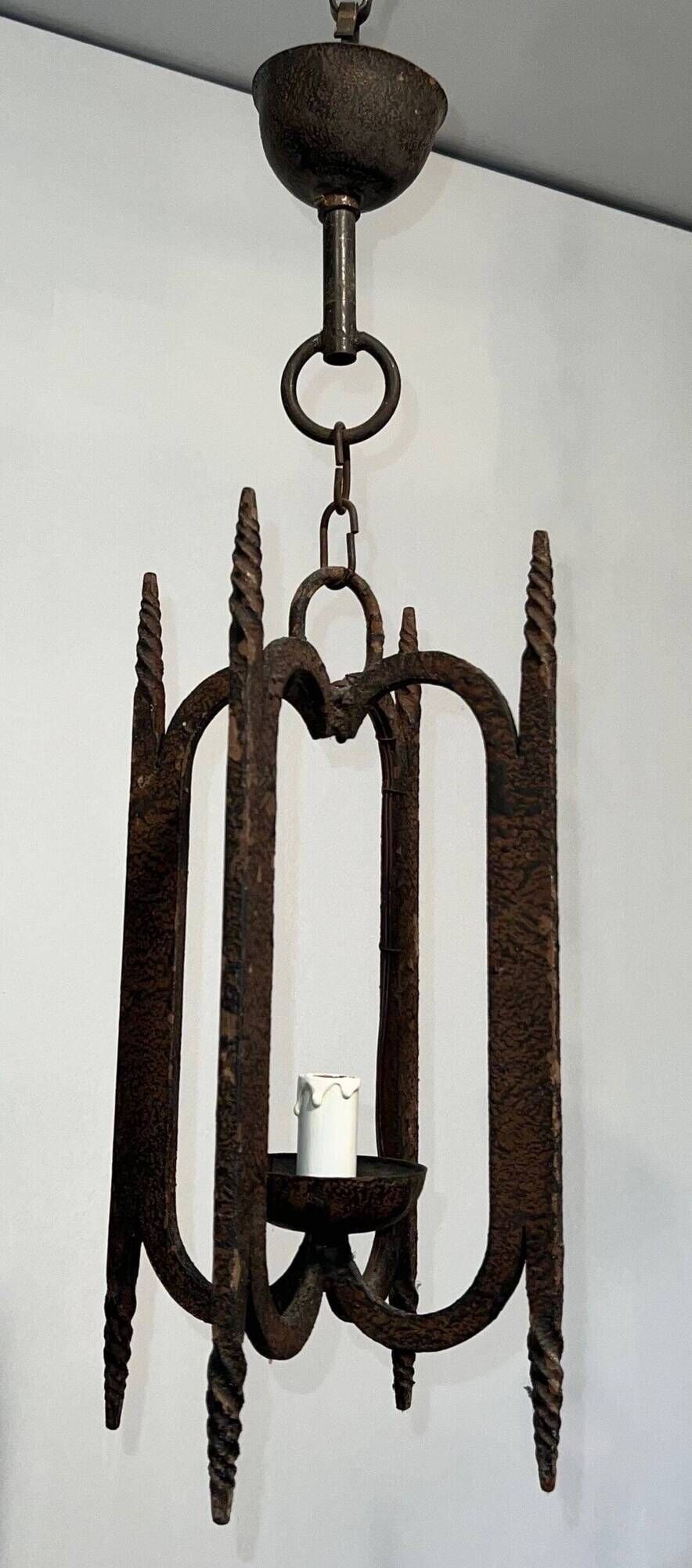 Suspension en fer forgé, travail français, circa 1950