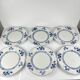 Set of 6 flat plates Terre de Fer KG Lunéville, model "Jane", blue, 1890-1915