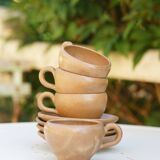 Tasses et sous tasses en grès