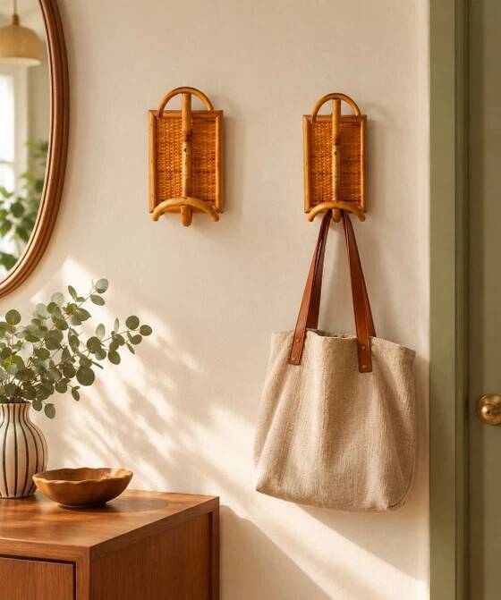 1960s rattan wall hook