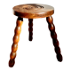 Turned wooden tripod stool