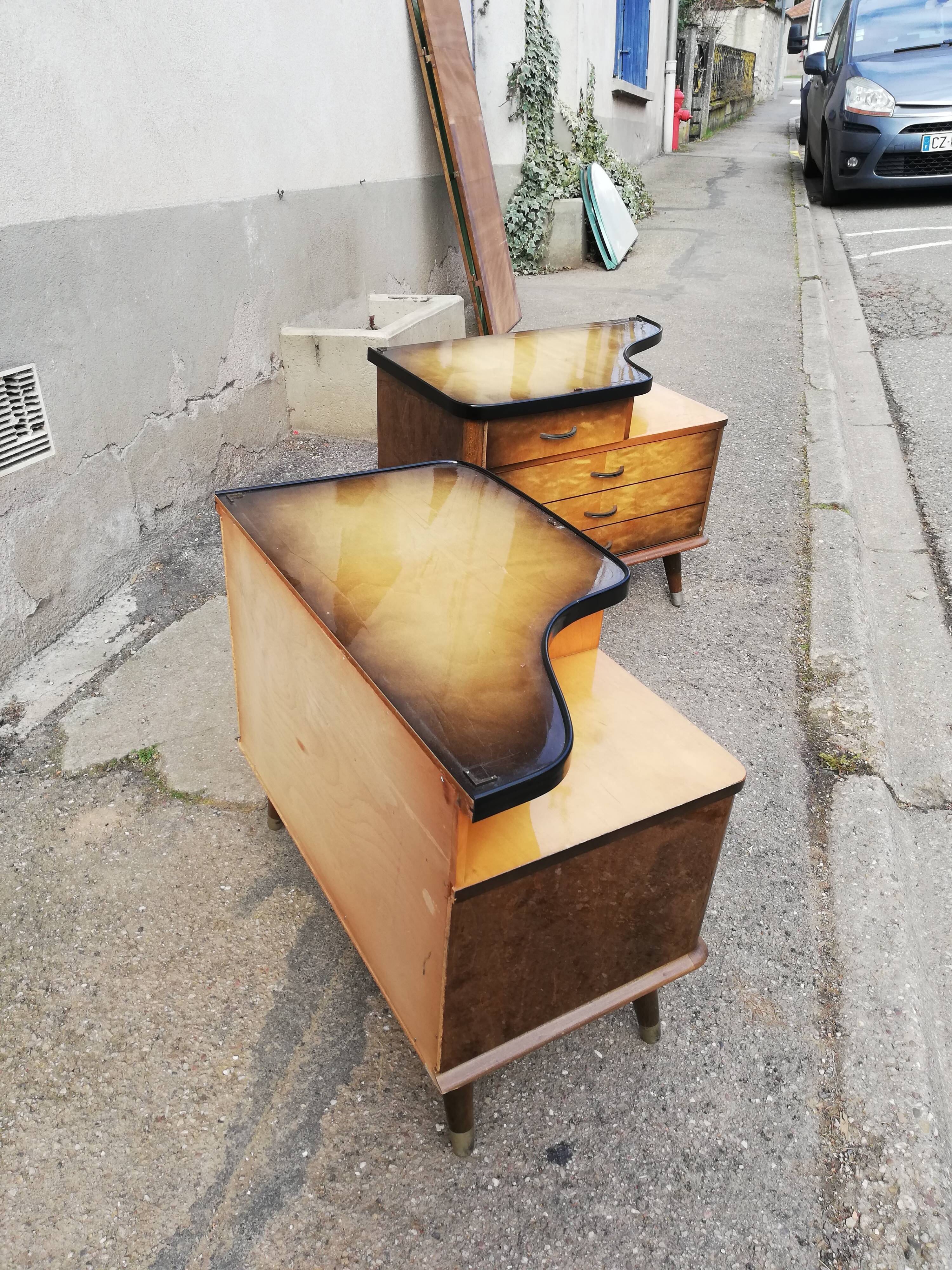 Pair of vintage bedside compass feet