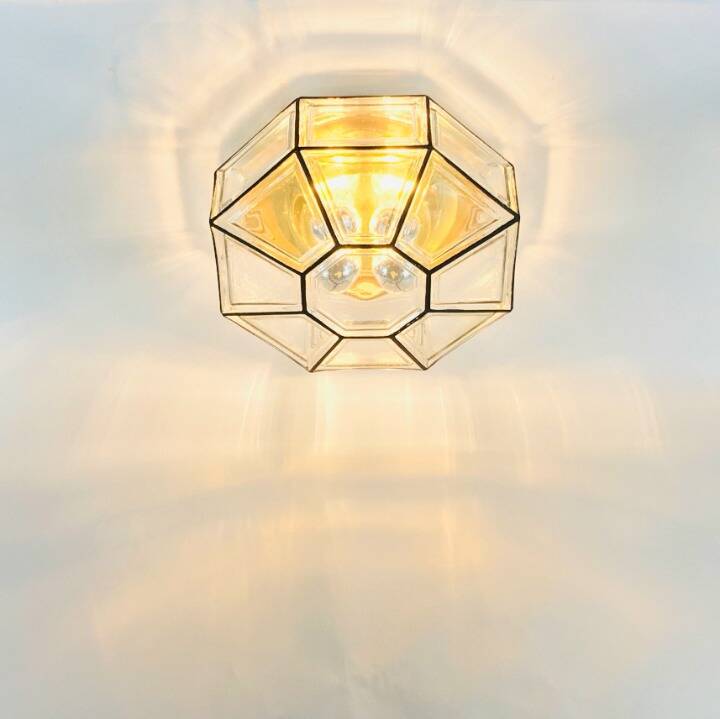 XL Mid-Century Glass Ceiling Light from Limburg, Germany, 1960s/1970s