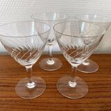 4 white wine glasses in engraved glass 6 cl