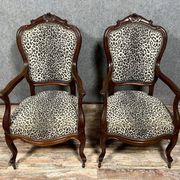 Pair of Napoleon III period curved armchairs in mahogany circa 1850