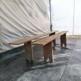 Pair of wooden farmhouse benches