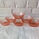 6 vintage French pink molded glass bowls from the 1960s