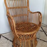 Bonacina rattan armchair, Italy, 1960s