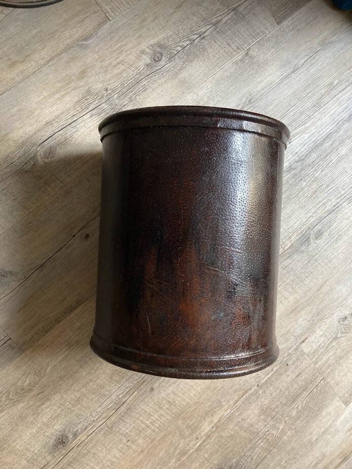 Leather waste paper basket