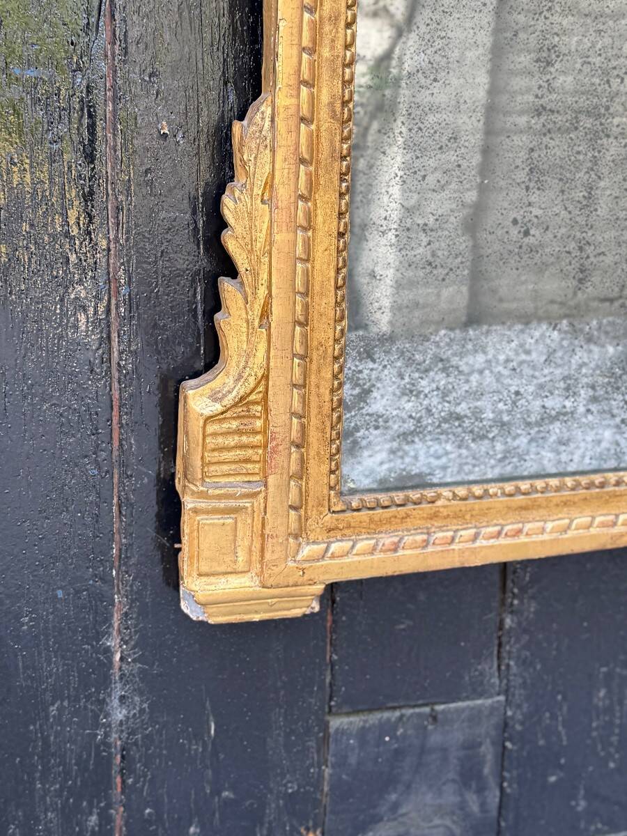 Large Mirror with Entwined Doves, Louis XVI, Gilded and Painted Wood, 18th Century