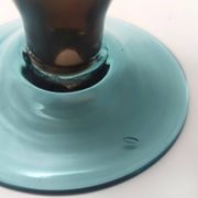 Pair of Brown and Aquamarine Murano Glass Candleholders, Italy