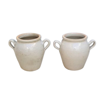 Pair of gray stoneware pots