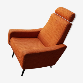 Fauteuil en tweed orange 60's