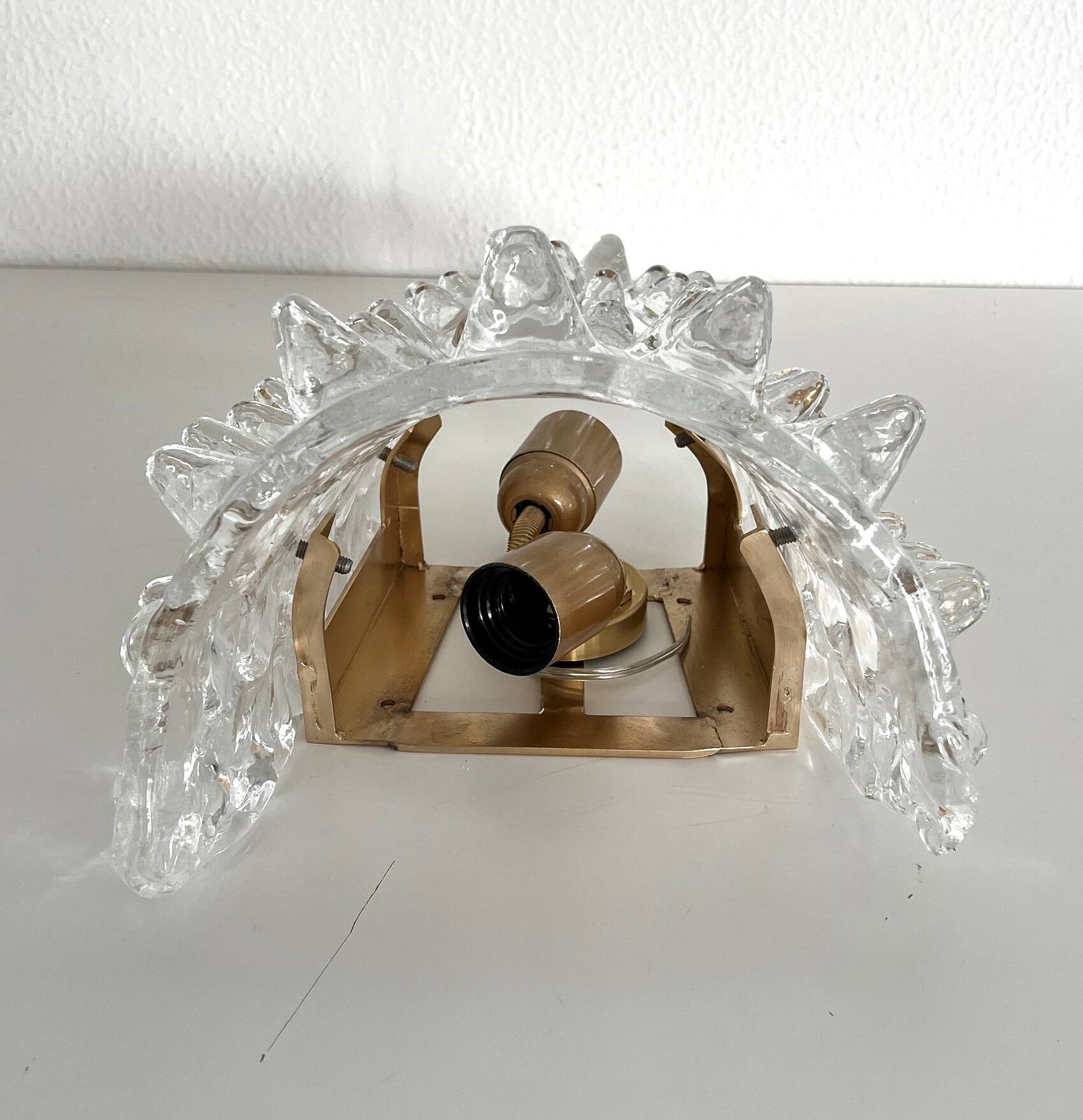 Murano Glass and Brass Wall Lights or Sconces in Barovier Style