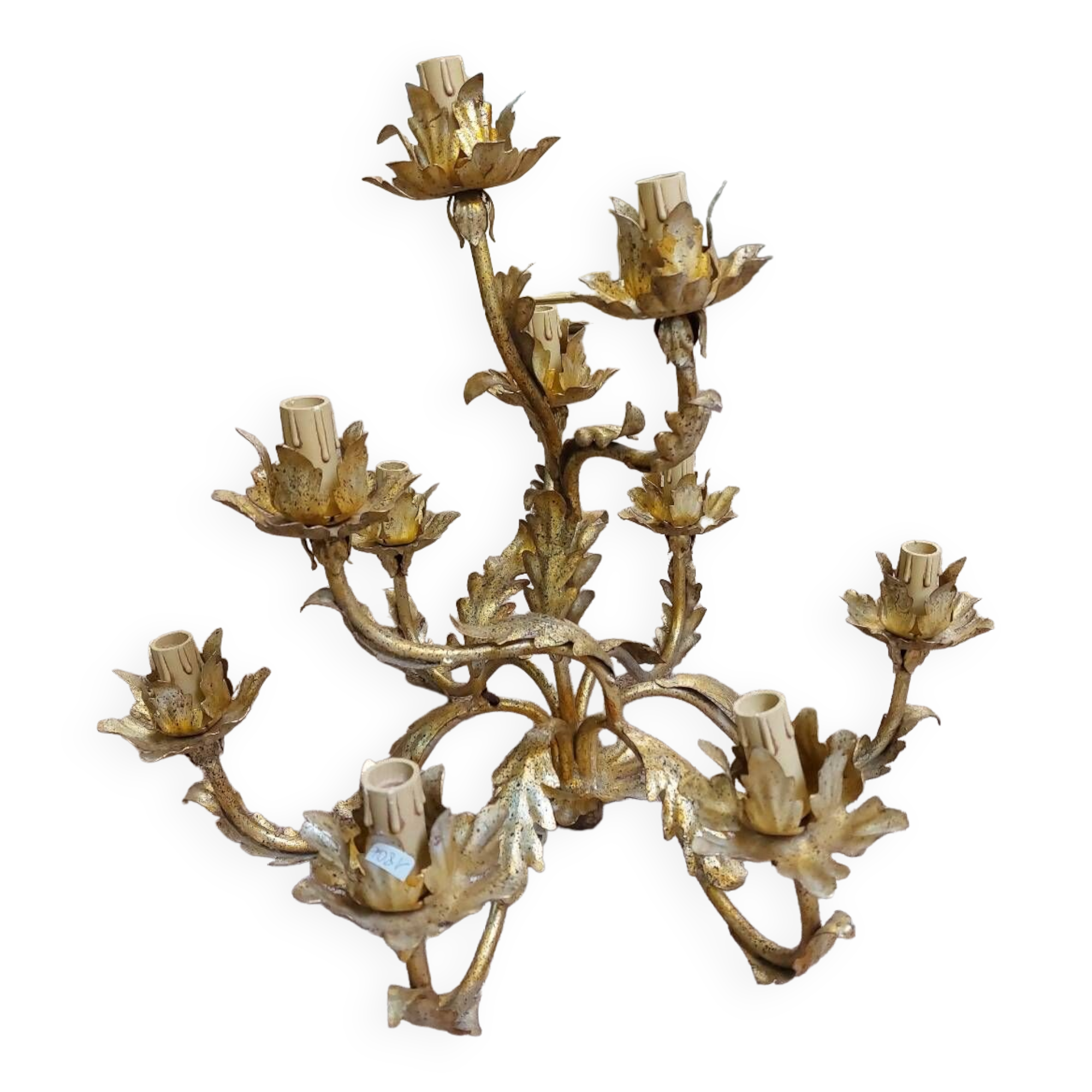 Lustre fleurs doré 9 lumières