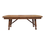 XXL Brutalist Oak Dining Table, Guillerme et Chambron