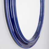 Vintage 1970s blue ceramic wall mirror Italian design