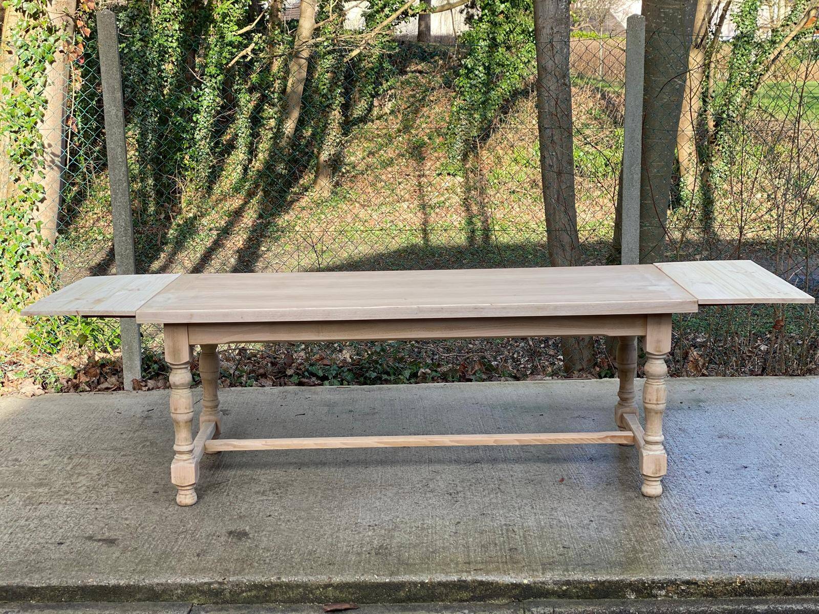 Renovated extendable farmhouse table in raw oak 280cm