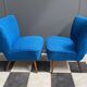 ensemble de 2 chaises de cocktail bleues des années 1960