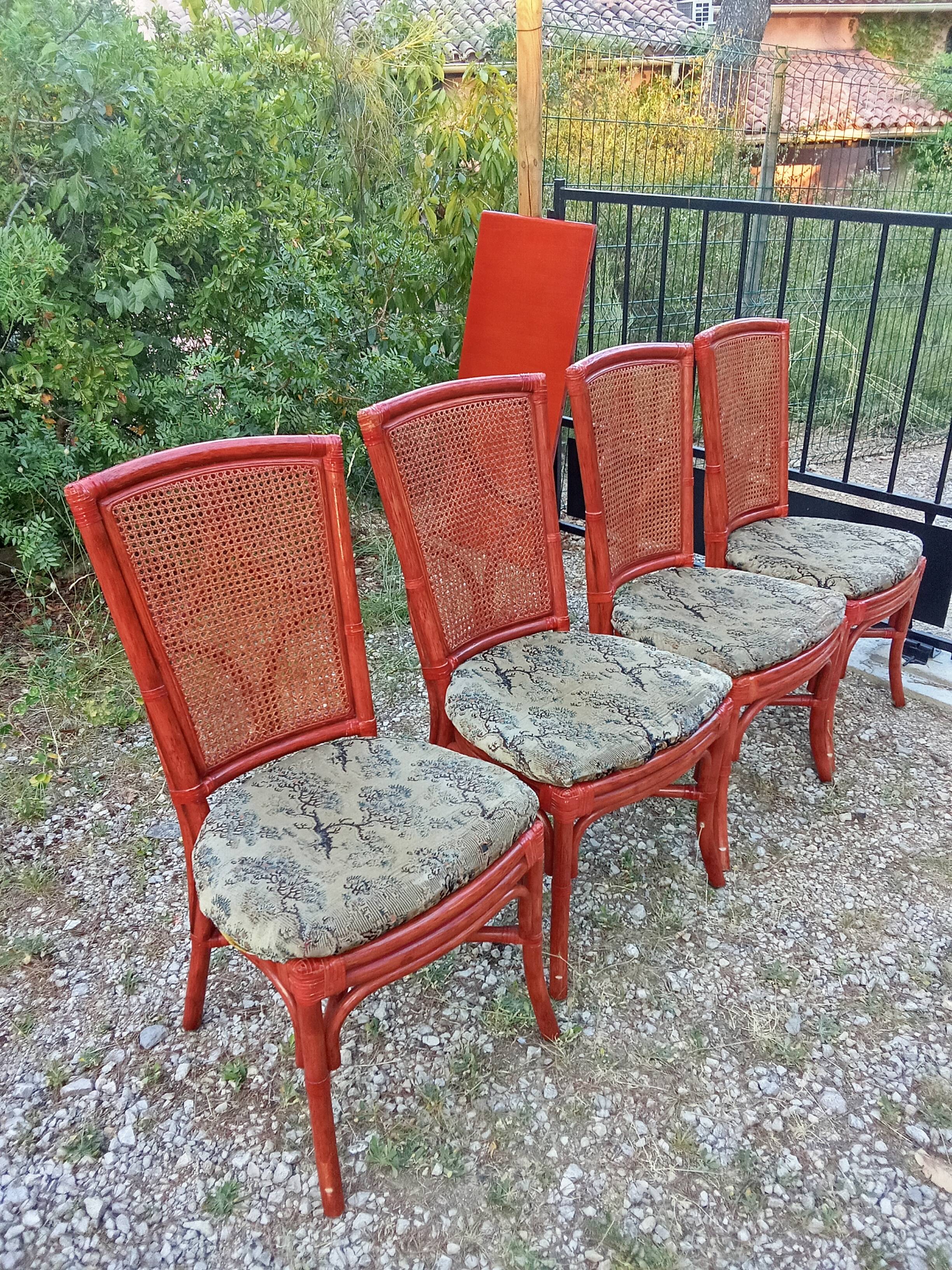 Lot de 4 chaises bambou