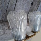 Pair of vintage wall lights from the 50s and 60s in brass glass