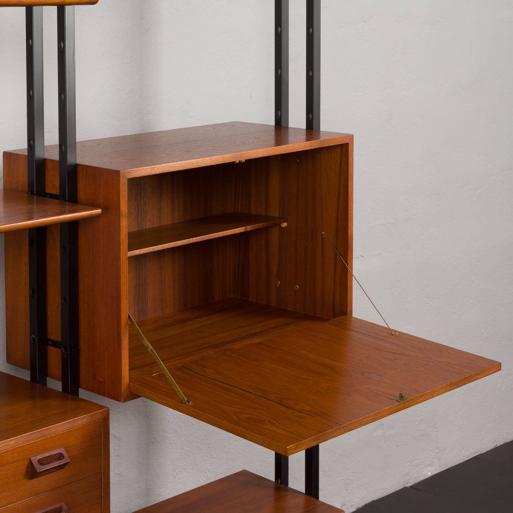 Italian mid century free standing wall unit or room divider with secretaire or bar cabinet, 1960s