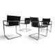 Ensemble de 4 chaises visiteur Matteo Grassi en cuir/chrome, chaises cantilever, 1970.