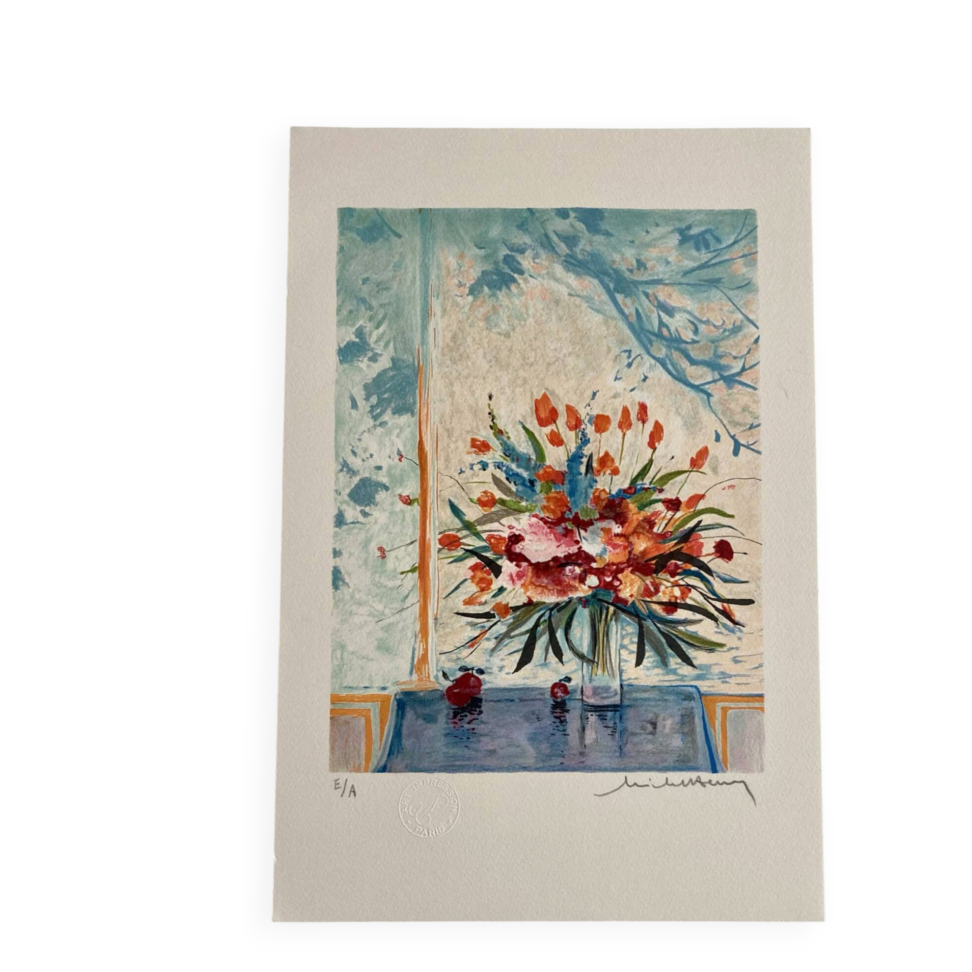 Lithograph (EA) signed by Michel Henry - Bouquet at the Window