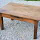 Oak farmhouse coffee table with spindle legs and one drawer, late 19th century