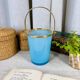 Vintage ice bucket in blue opaline and gold metal