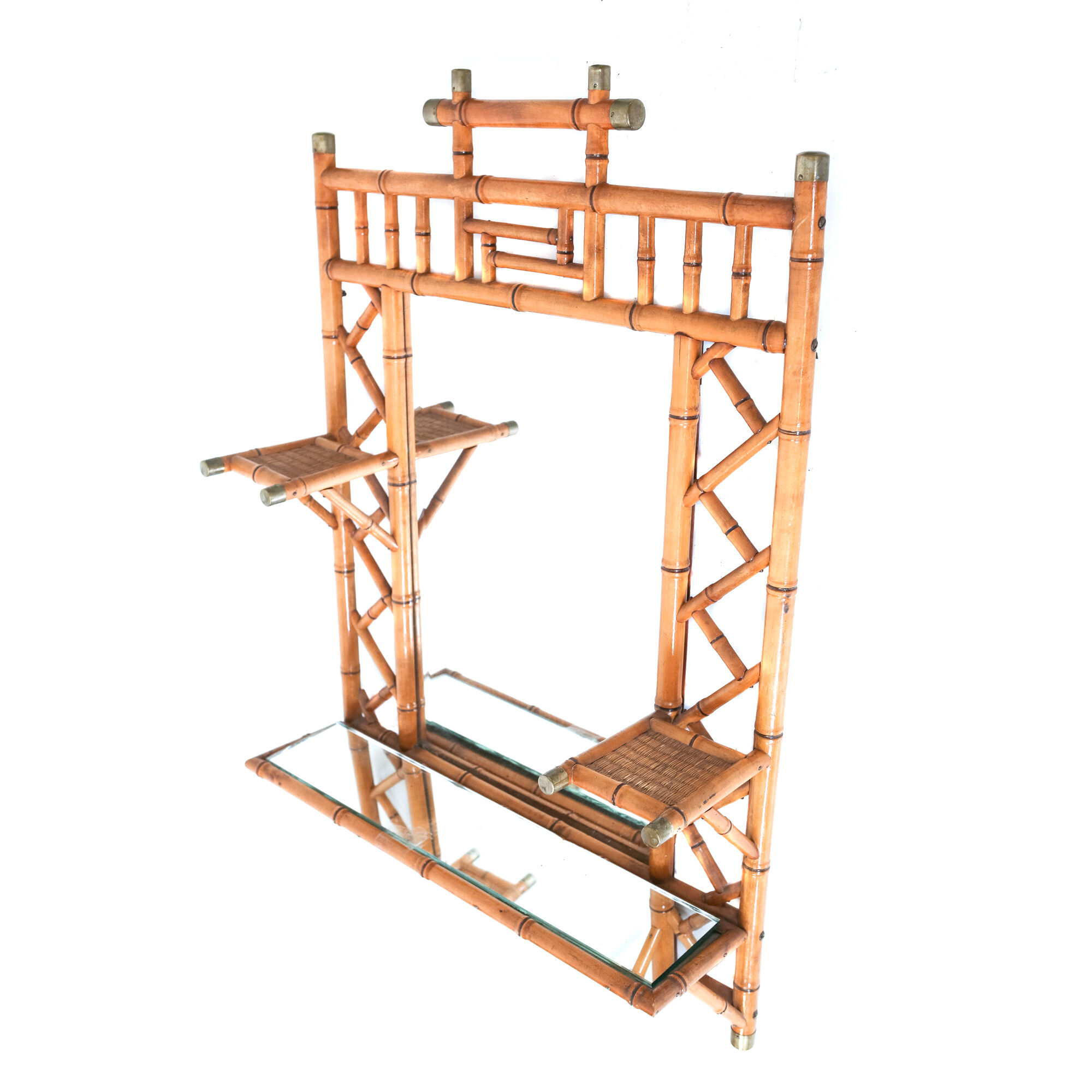 Mirior in rattan and brass 70x90cm