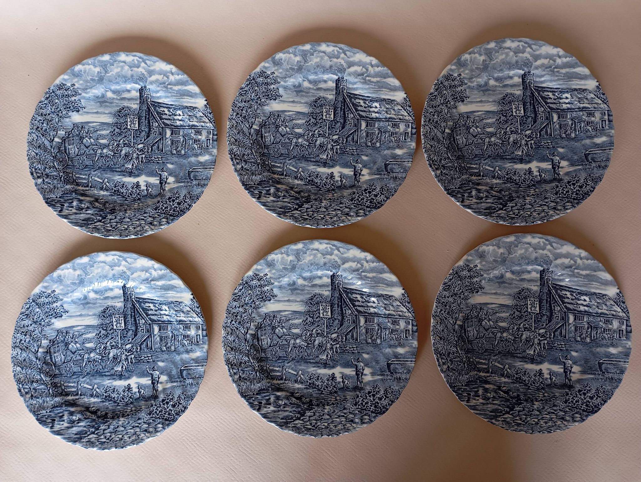 6 English flat plates Bursley "The Posthouse"