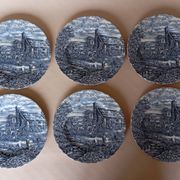 6 English flat plates Bursley "The Posthouse"