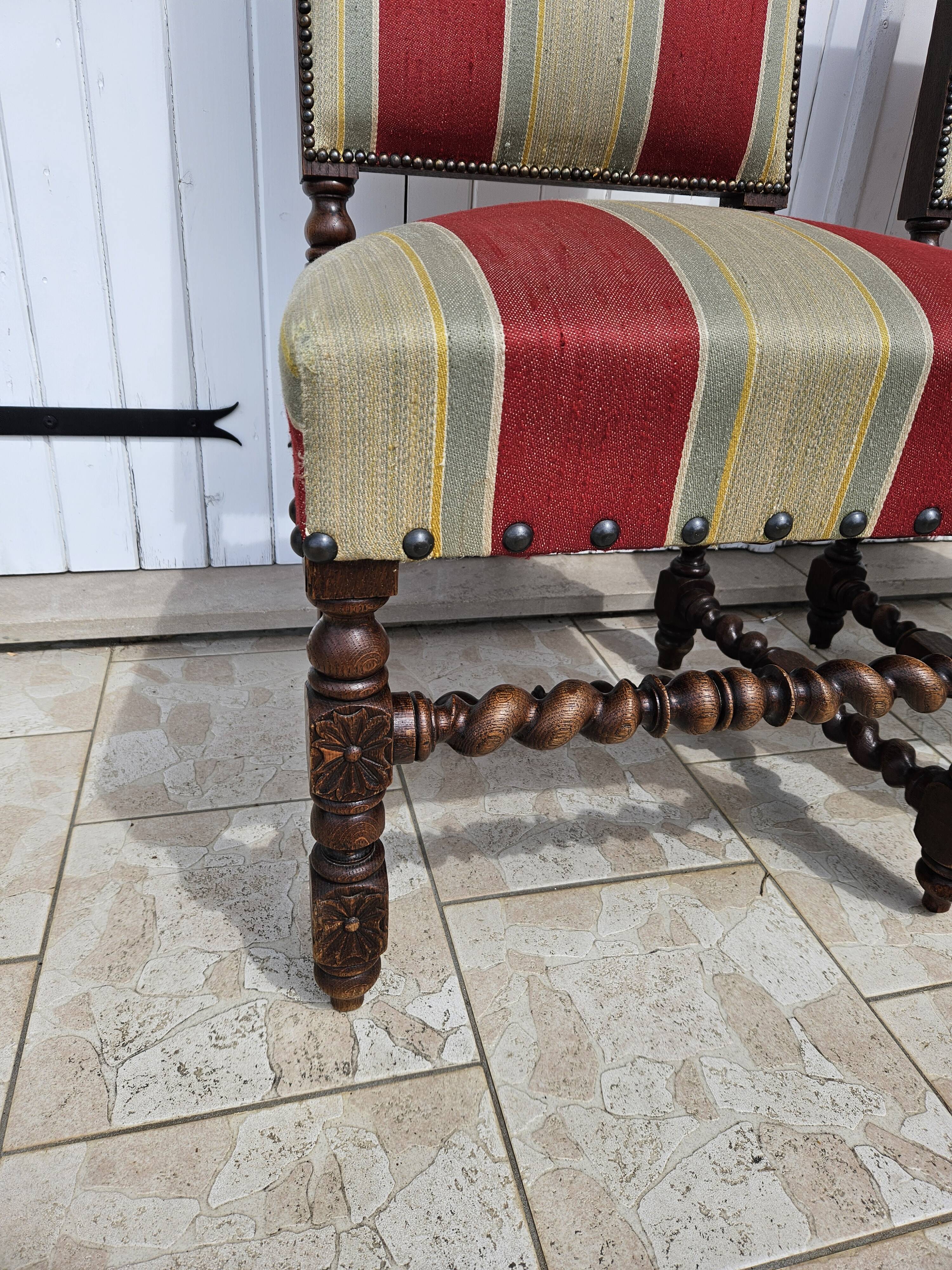 Pair of Louis XIII oak chairs