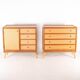 Pair of rattan and wood bedside tables