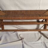 Wood and straw bench