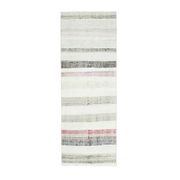 Vintage Turkish hand-knotted wool cotton white kilim runner rug  95x265