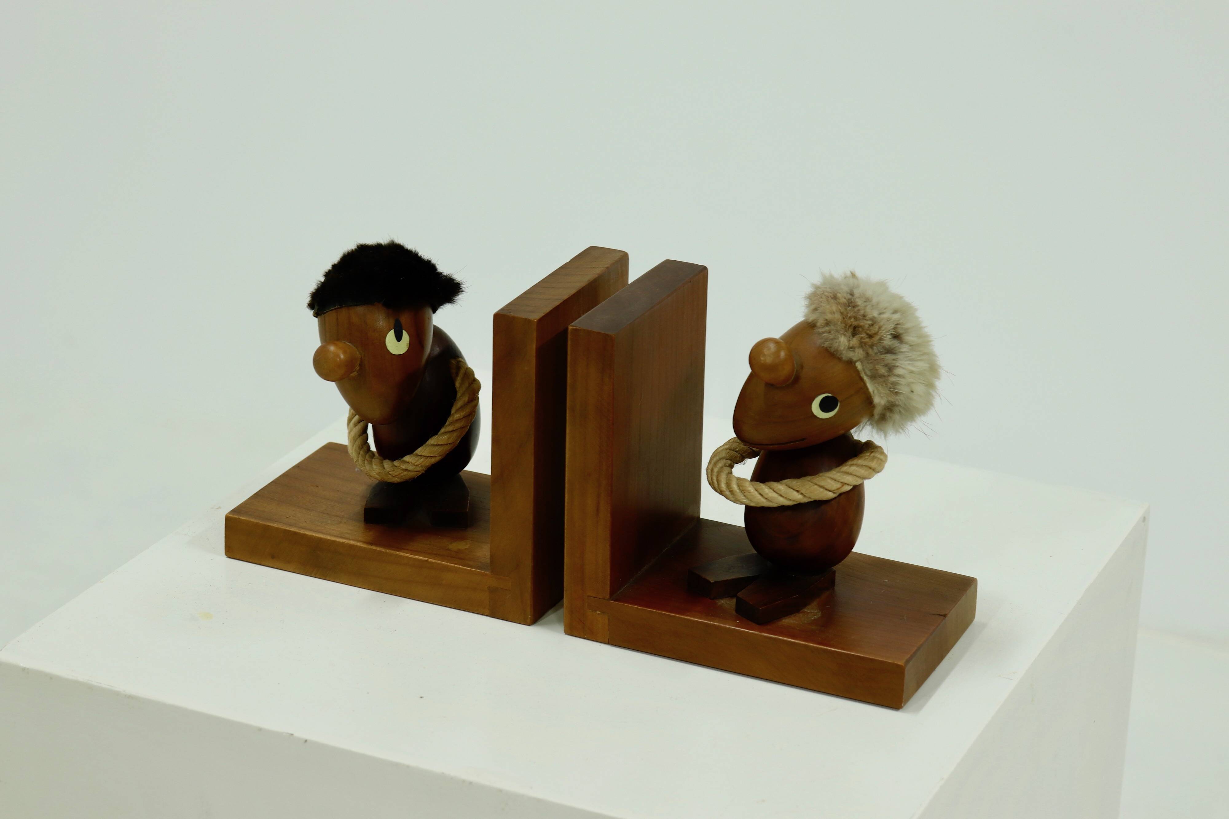 Danish Design Optimist and Pessimist Book Ends by Hans Bolling 1960s