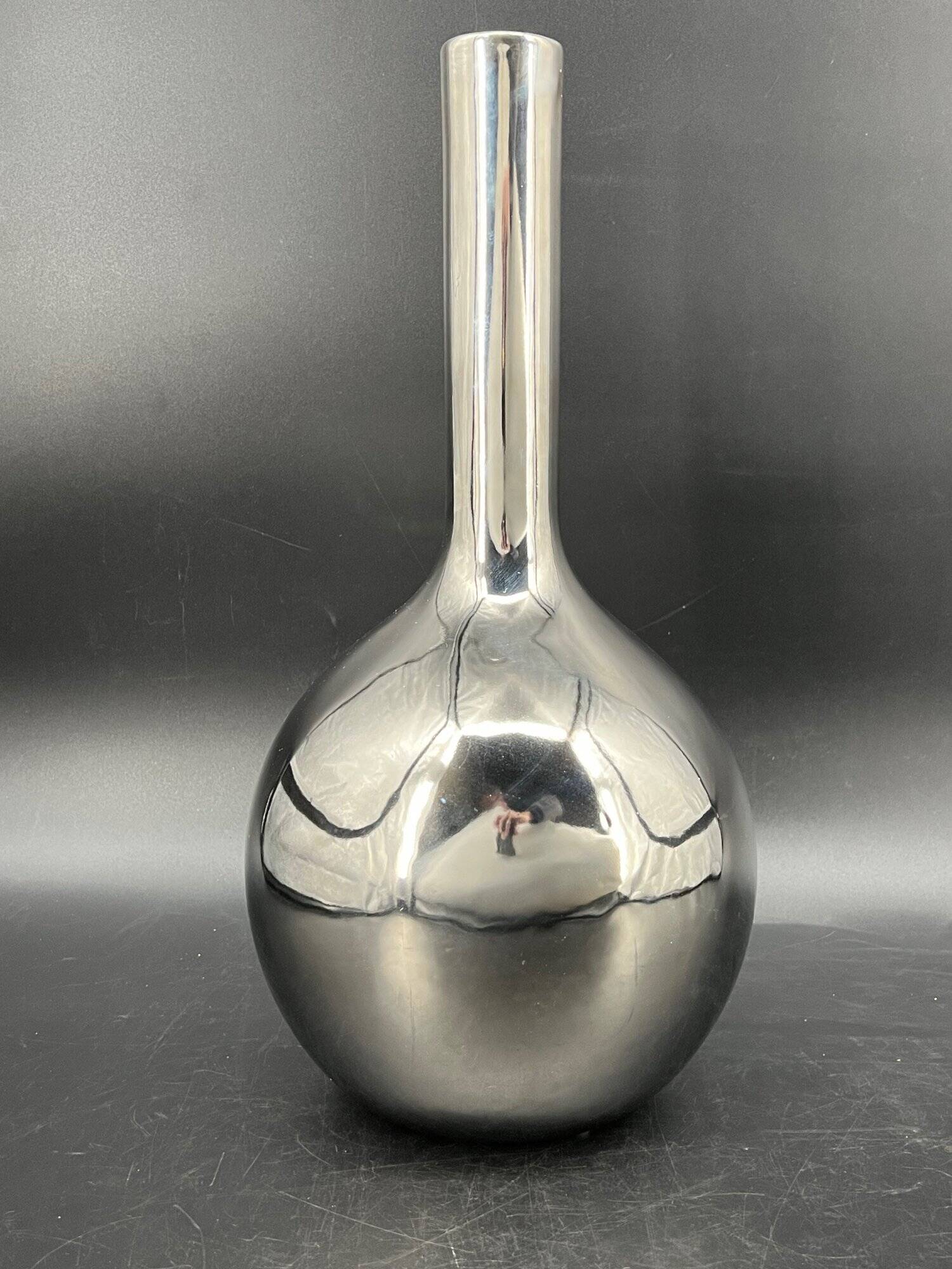 Large Vintage Vase • Chrome Ceramic • XXL • 1970-1980