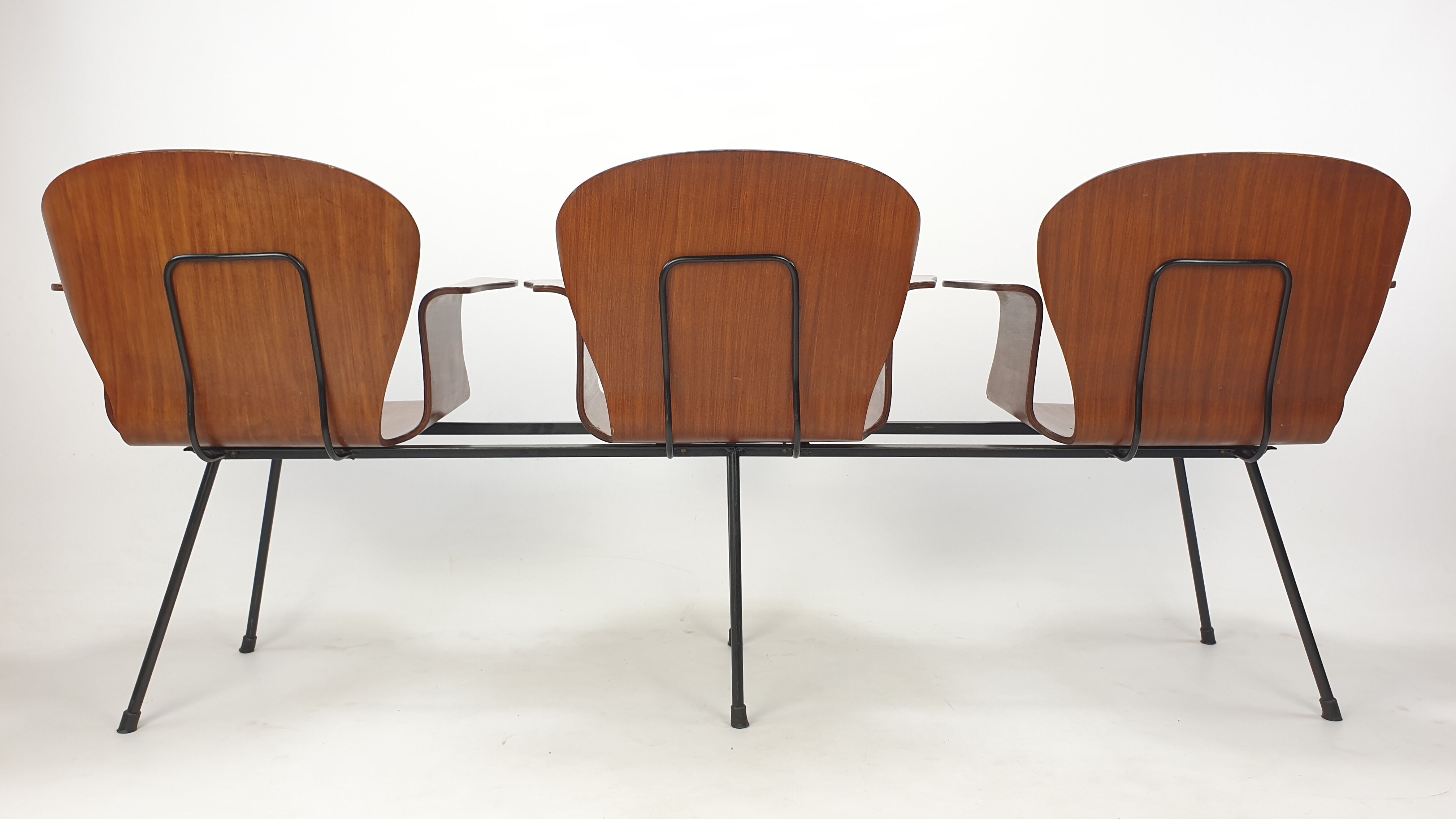 Mid Century Italian 3-seat Bench by Carlo Ratti, 50's