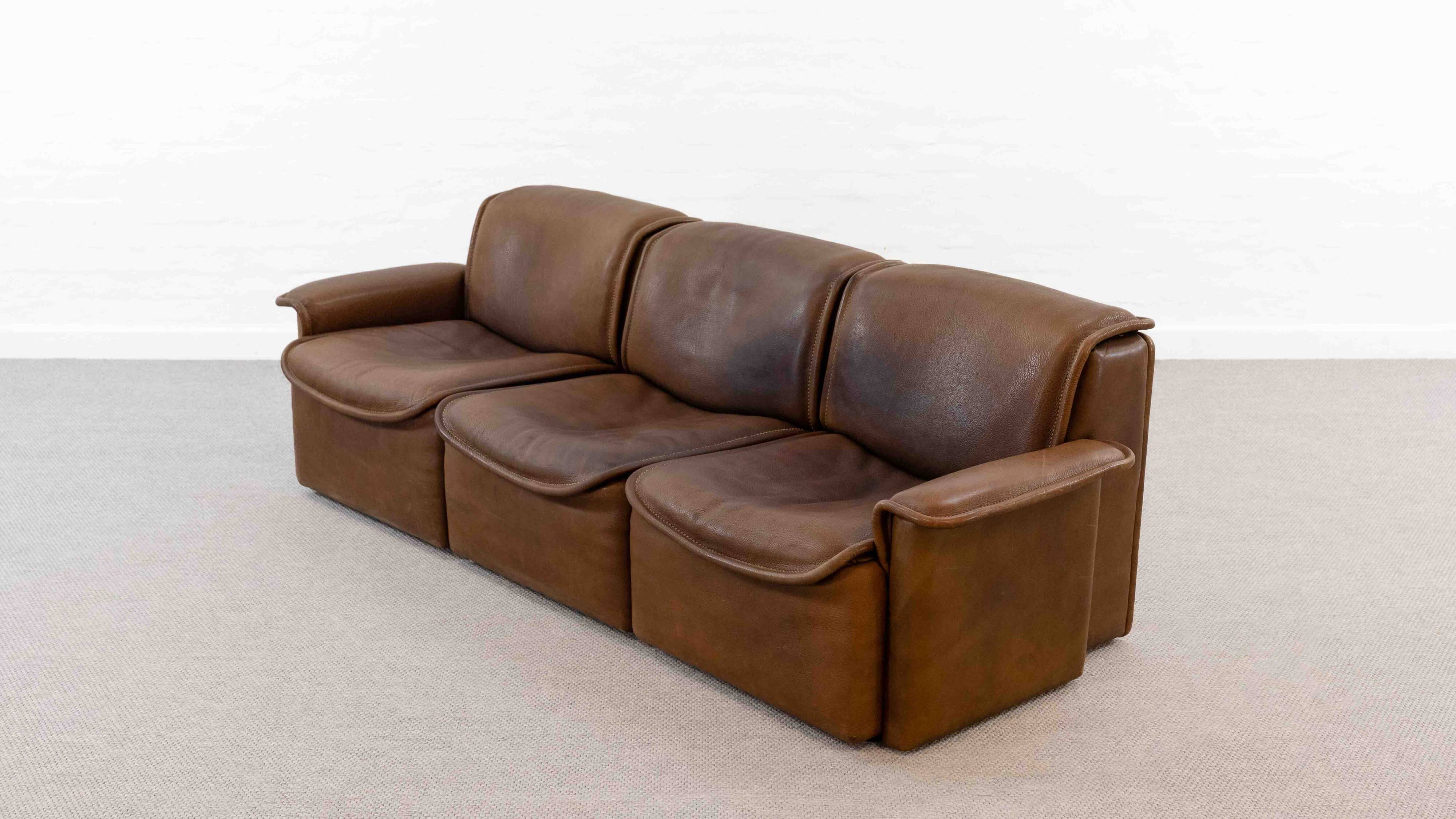 Modular De Sede Sofa DS-12 in cognac leather, 70s