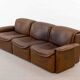 Canapé modulable De Sede DS-12 en cuir cognac, années 70