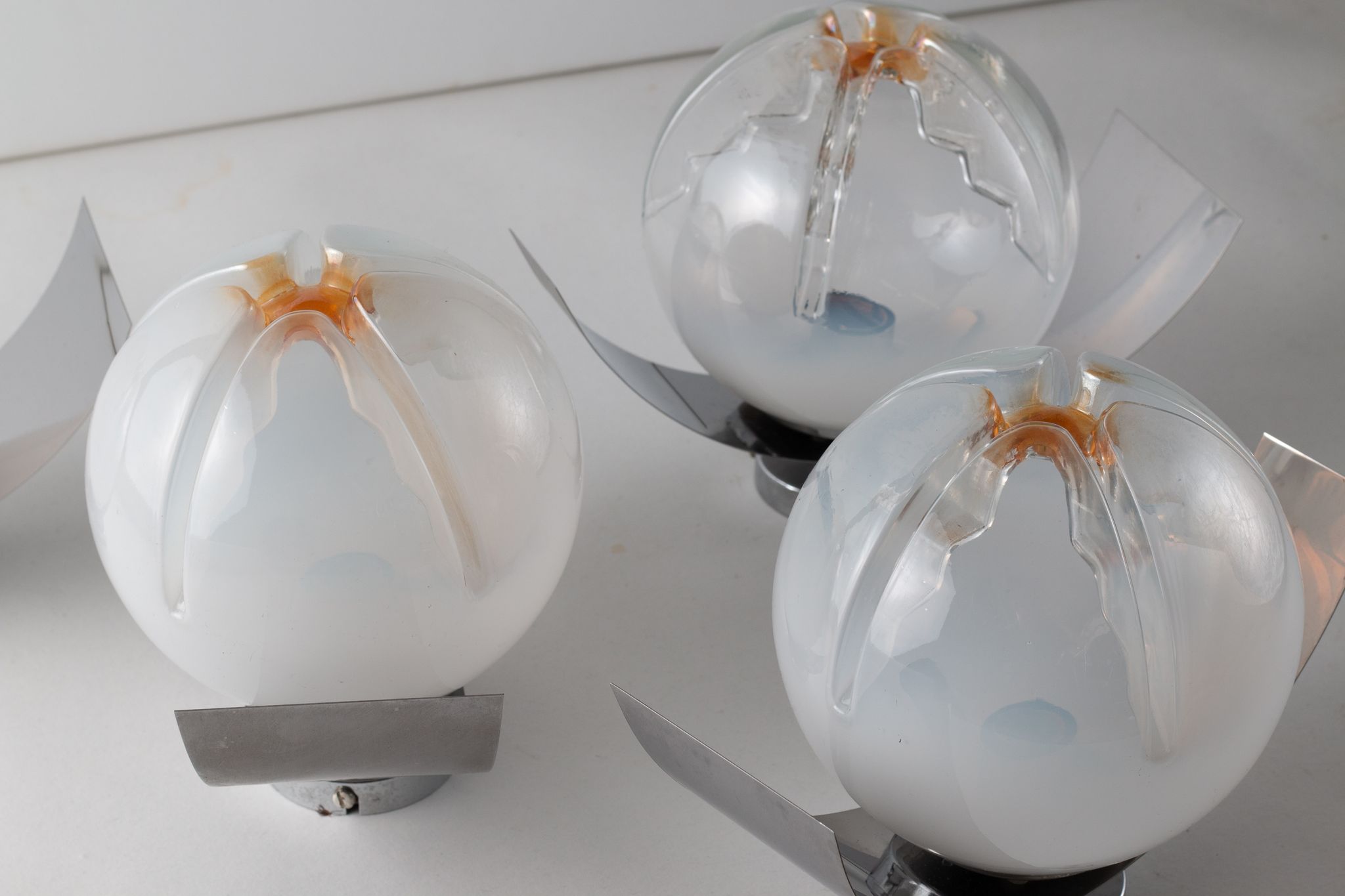 4 Mazzega Murano wall lamps vintage 1960s