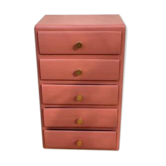 Restored vintage chest of drawers – 1960 – Terracotta & brass – unique piece
