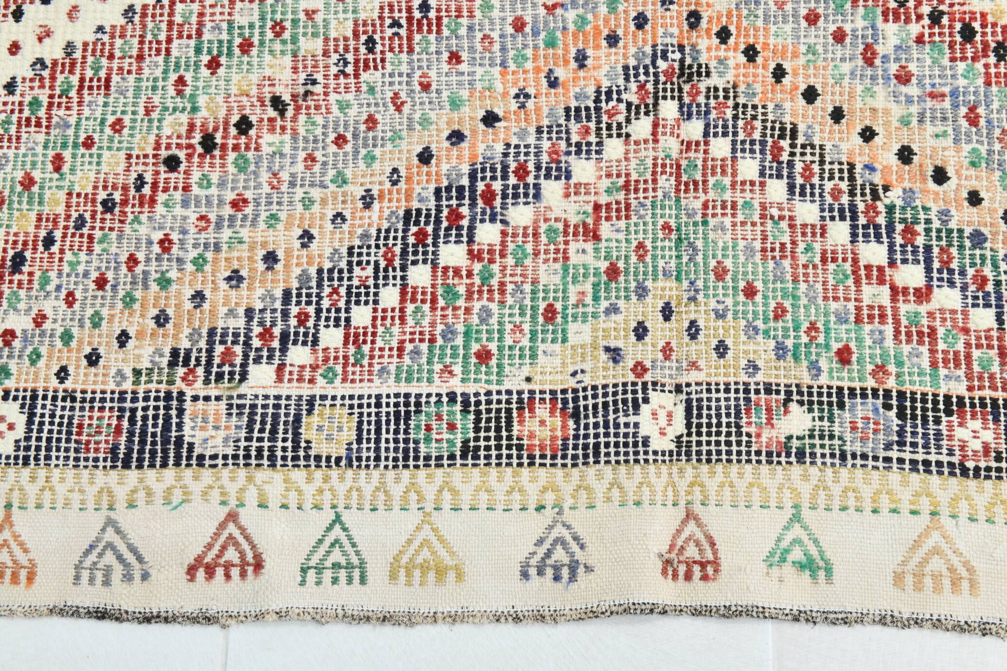 7x10 Large Kilim Rug Colorful Design, 210x292 Cm