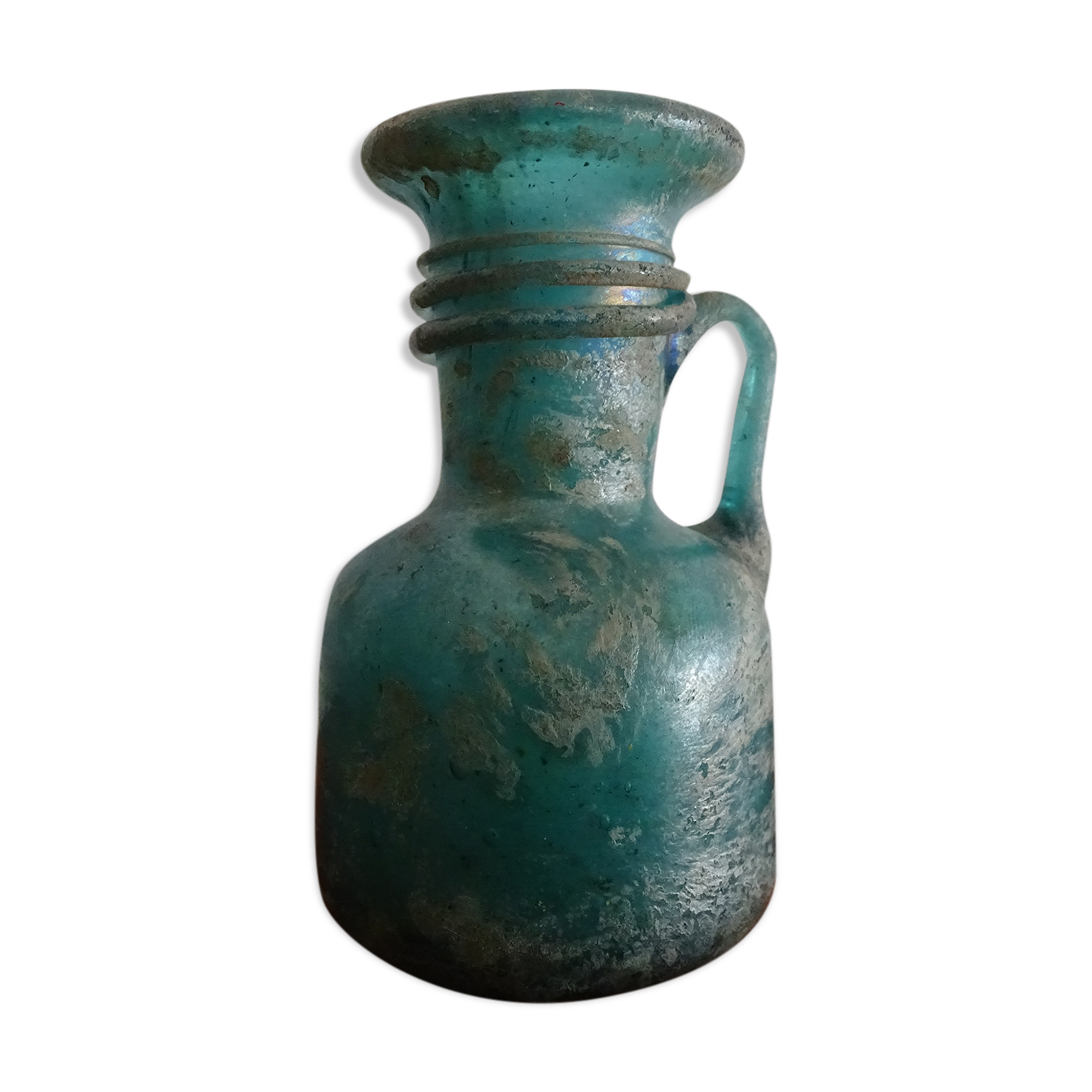 Ancient balsamaire Gallo Roman style iridescent glass paste