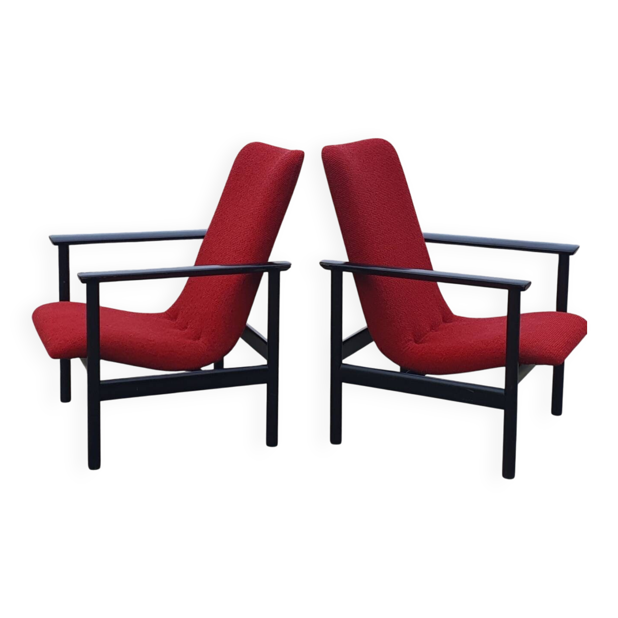 Set 2 vintage Dutch design Impala chair red black Fristho Cor Bontebal