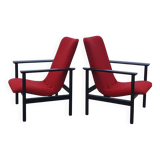 Set 2 vintage Dutch design Impala chair red black Fristho Cor Bontebal
