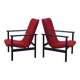 Lot de 2 chaises Impala vintage design hollandais rouge noir Fristho Cor Bontebal