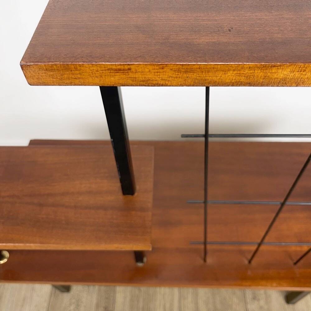 Table d'appoint en bois et métal, milieu XXème